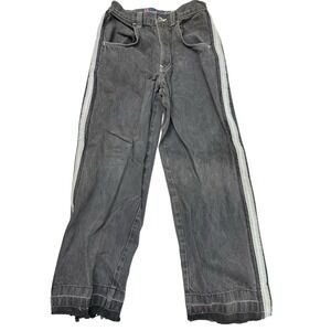 Vintage JNCO Tribal Crown Stripes Baggy Fit Black Jeans Boys 14 Womens 26x26